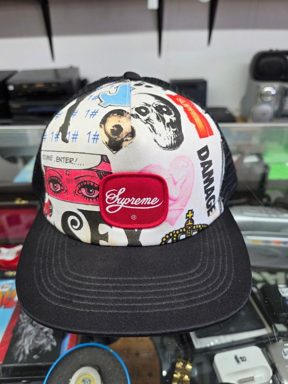 Supreme Blood Lust Mesh Back 5-Panel Cap Hat Black SS19 Graphic Print
